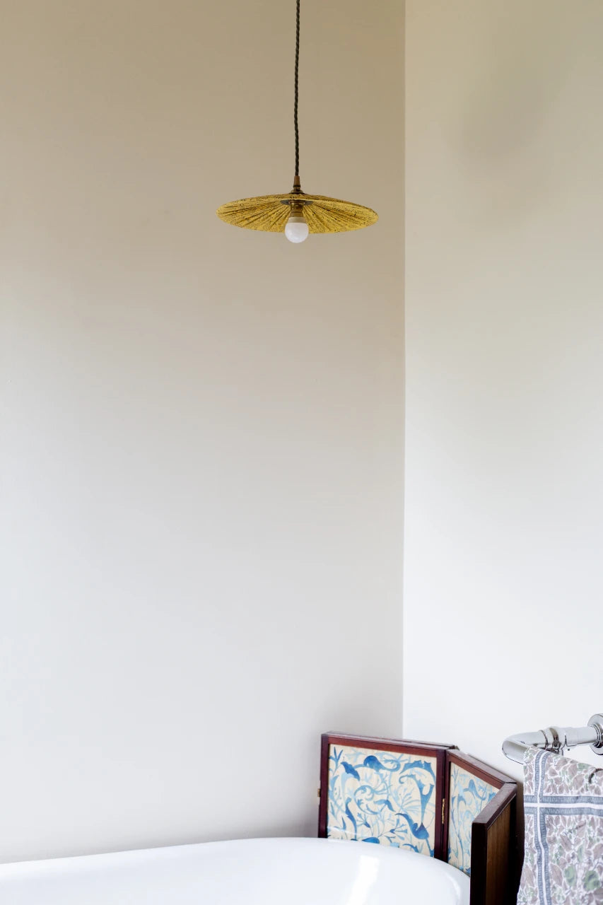 Yellow pendant coolie shade 25cm