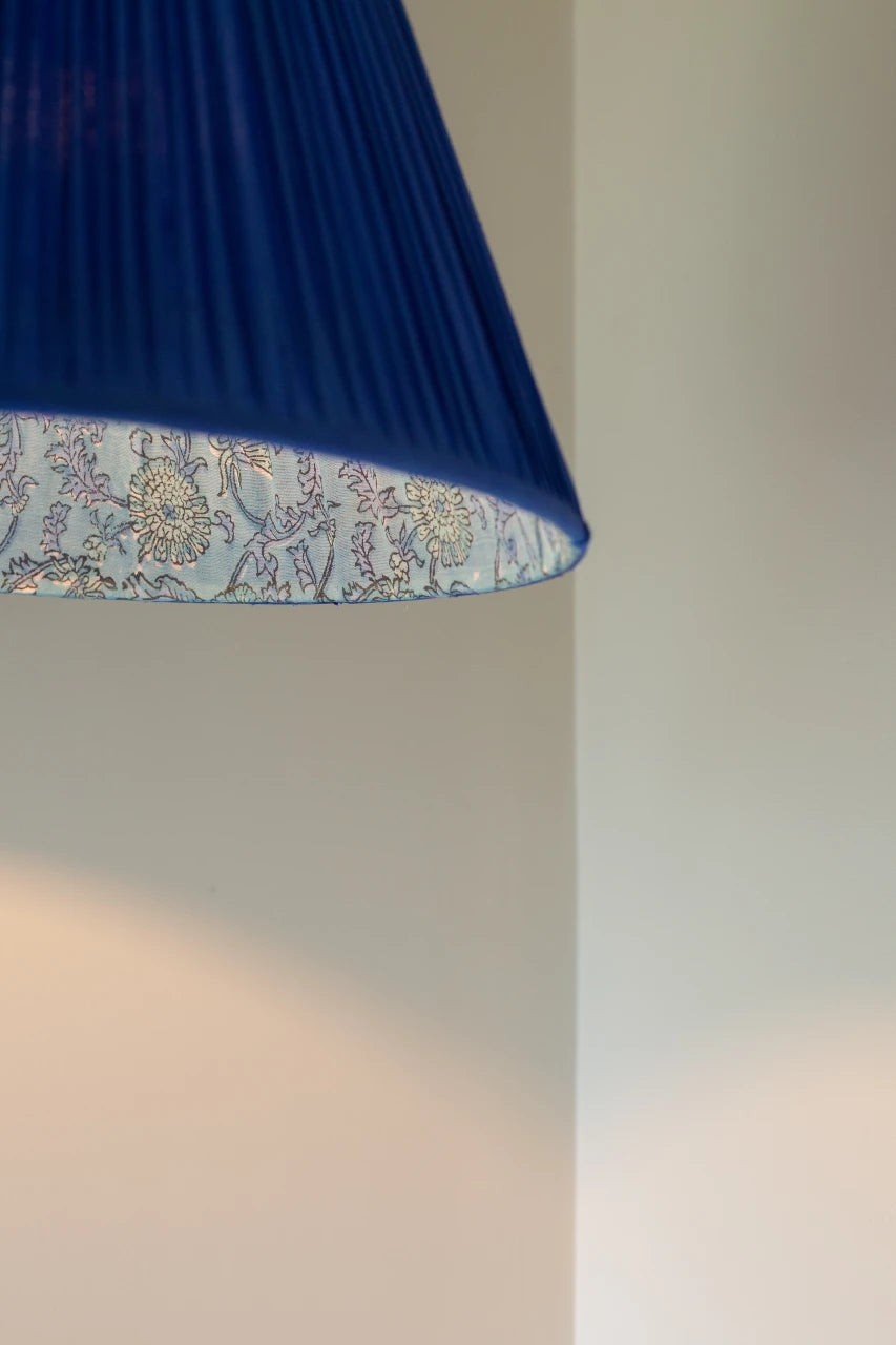 Blue silk lampshade 50cm