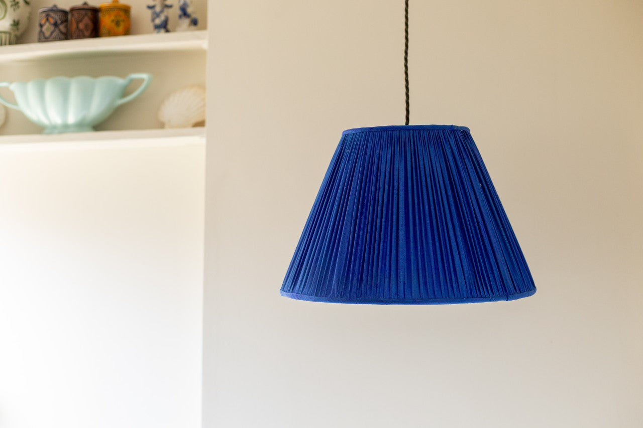 Blue silk lampshade 50cm